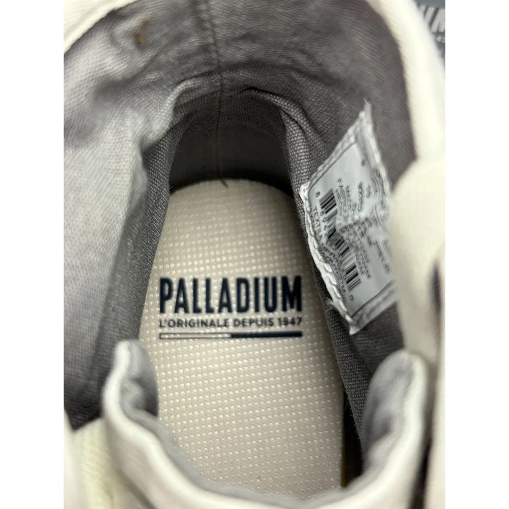 Palladium Pampa Hi Womens 8.5 Star White Canvas Ankle Combat Boots Lug Sole